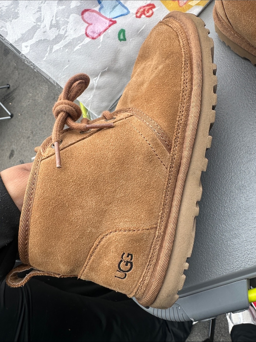 UGG Chestnut Brown Suede Lace-Up Shearling Boots - Picture 8 of 12
